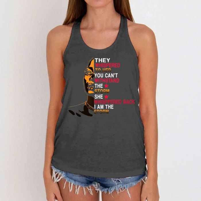 They Whispered I Am The Storm Inspiring Quote Women's Knotted Racerback Tank