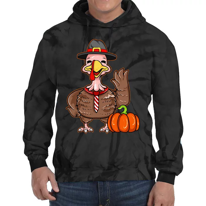 Thanksgiving Harvest Festive Turkey Pilgrim Pumpkin Humor Tie Dye Hoodie