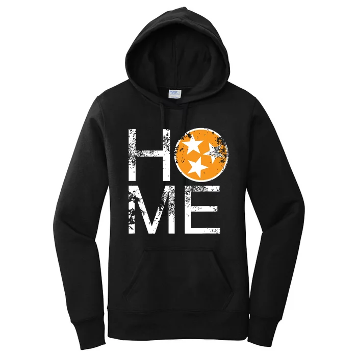 Tennessee Home Flag Orange White Stars Distressed Women's Pullover Hoodie