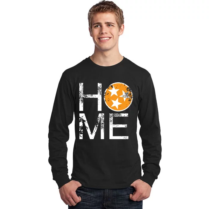 Tennessee Home Flag Orange White Stars Distressed Tall Long Sleeve T-Shirt