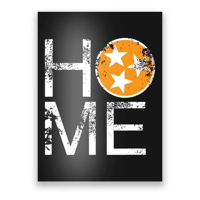 Tennessee Home Flag Orange White Stars Distressed Poster