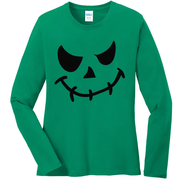 The Haunting Face Of Terror. Halloween Ladies Long Sleeve Shirt