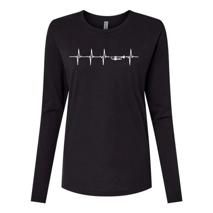 Trumpet Heartbeat For Trumpeters Womens Cotton Relaxed Long Sleeve T-Shirt