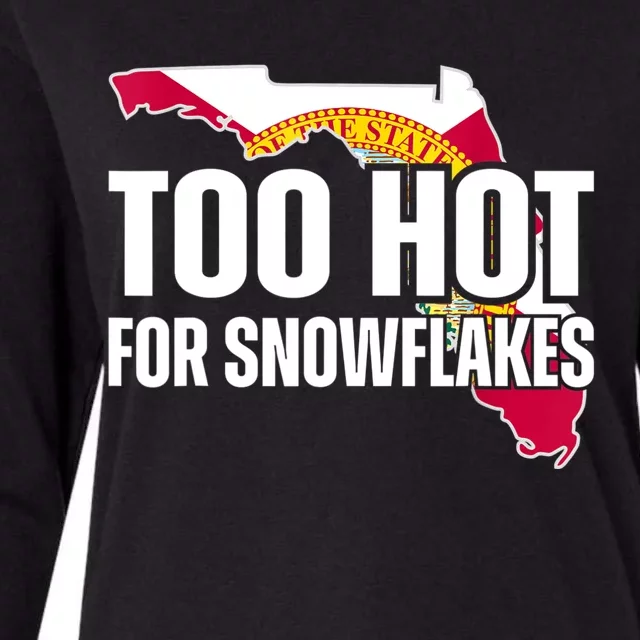 Too Hot For Snowflakes Florida Flag Map State Funny Saying Womens Cotton Relaxed Long Sleeve T-Shirt