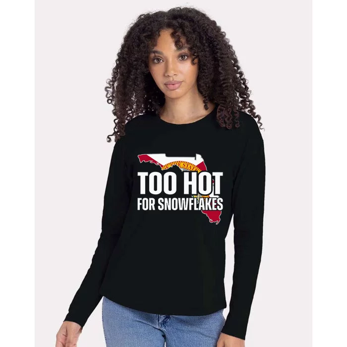 Too Hot For Snowflakes Florida Flag Map State Womens Cotton Relaxed Long Sleeve T-Shirt