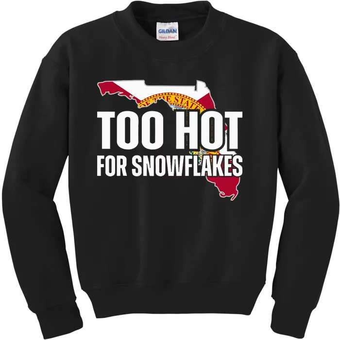 Too Hot For Snowflakes Florida Flag Map State Kids Sweatshirt