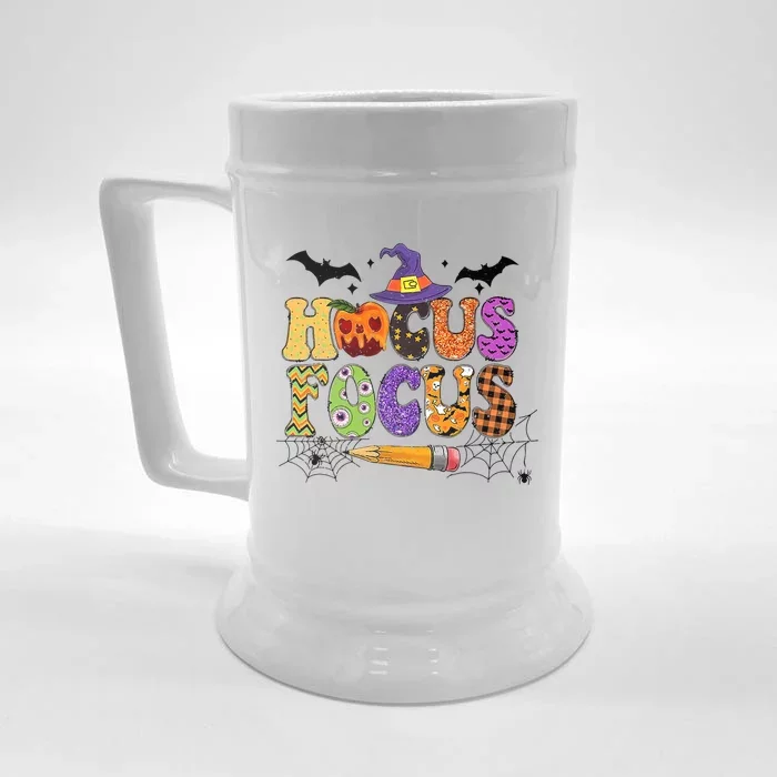 Teacher Hocus Focus Everybody Focus Halloween Front & Back Beer Stein