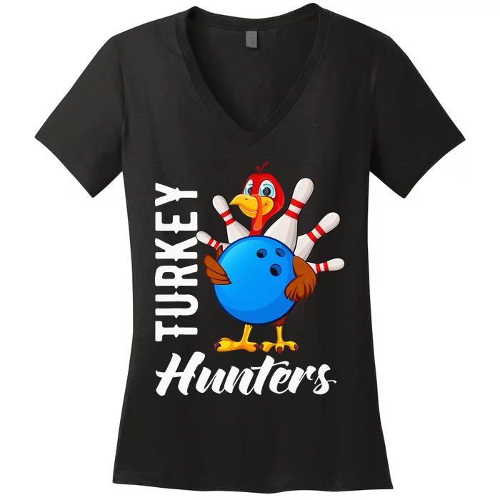 Turkey Hunters Funny Bowling Turkey Hunters Women's V-Neck T-Shirt