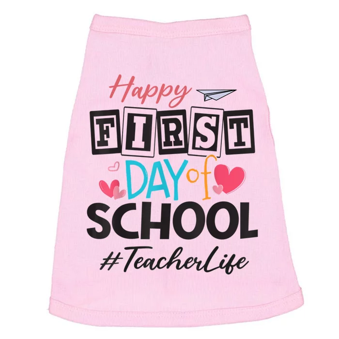 Teacher Happy First Day Of School Cute Women Back To School Doggie Tank