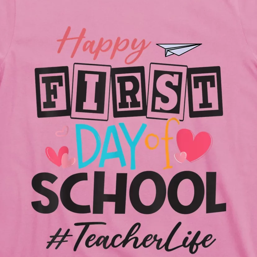 Teacher Happy First Day Of School Cute Women Back To School T-Shirt