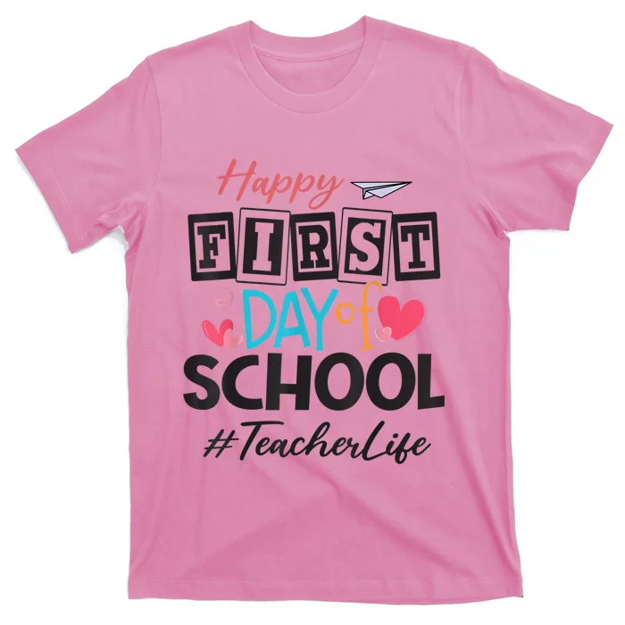 Teacher Happy First Day Of School Cute Women Back To School T-Shirt