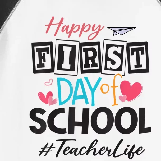 Teacher Happy First Day Of School Cute Women Back To School Toddler Fine Jersey T-Shirt