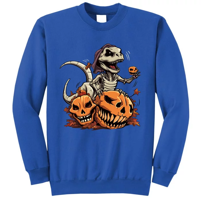 TRex Halloween Funny Pumpkin Skeleton Riding Mummy Dinosaur Great Gift Tall Sweatshirt