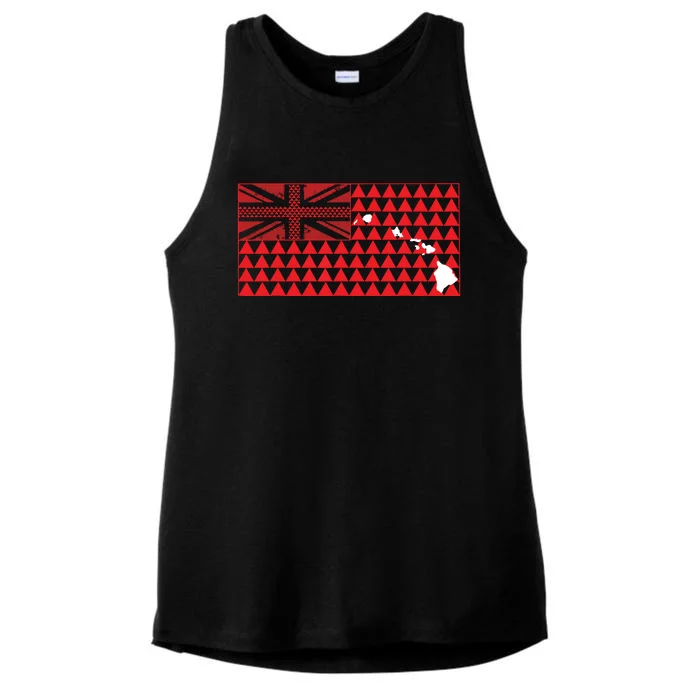 Tribal Hawaiian Flag State Of Hawaii Ladies Tri-Blend Wicking Tank