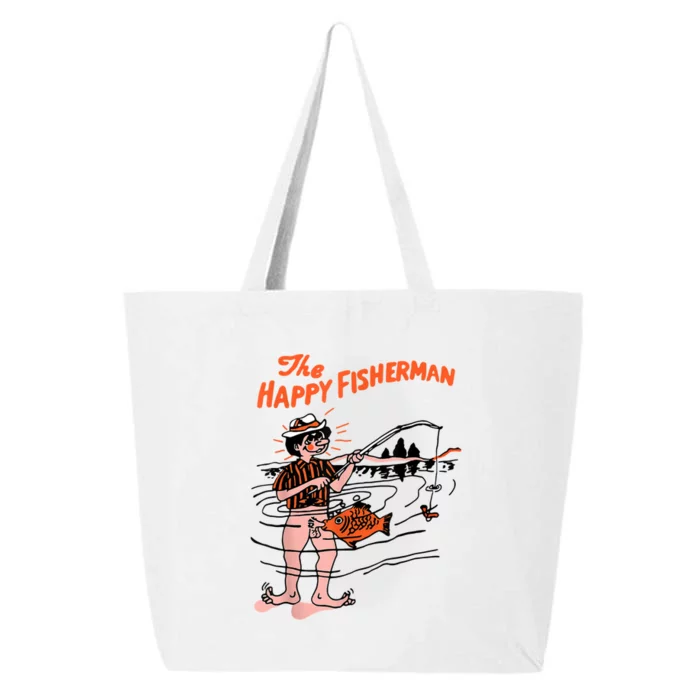 The Happy Fisherman Happiest Fish Funny BJ 25L Jumbo Tote