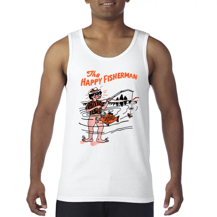 The Happy Fisherman Happiest Fish Funny BJ Tank Top