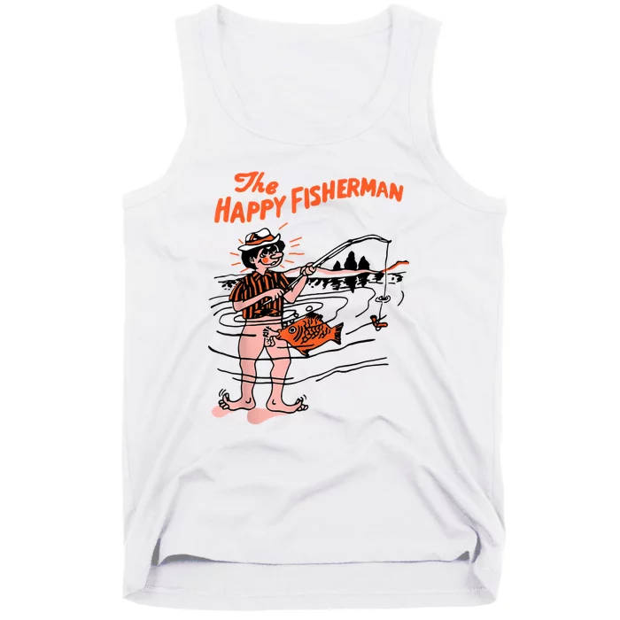 The Happy Fisherman Happiest Fish Funny BJ Tank Top