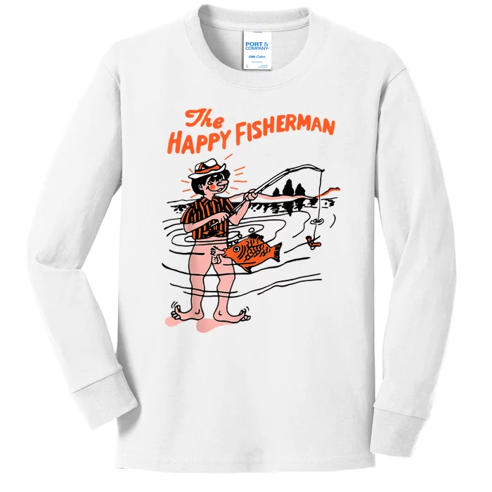 The Happy Fisherman Happiest Fish Funny BJ Kids Long Sleeve Shirt