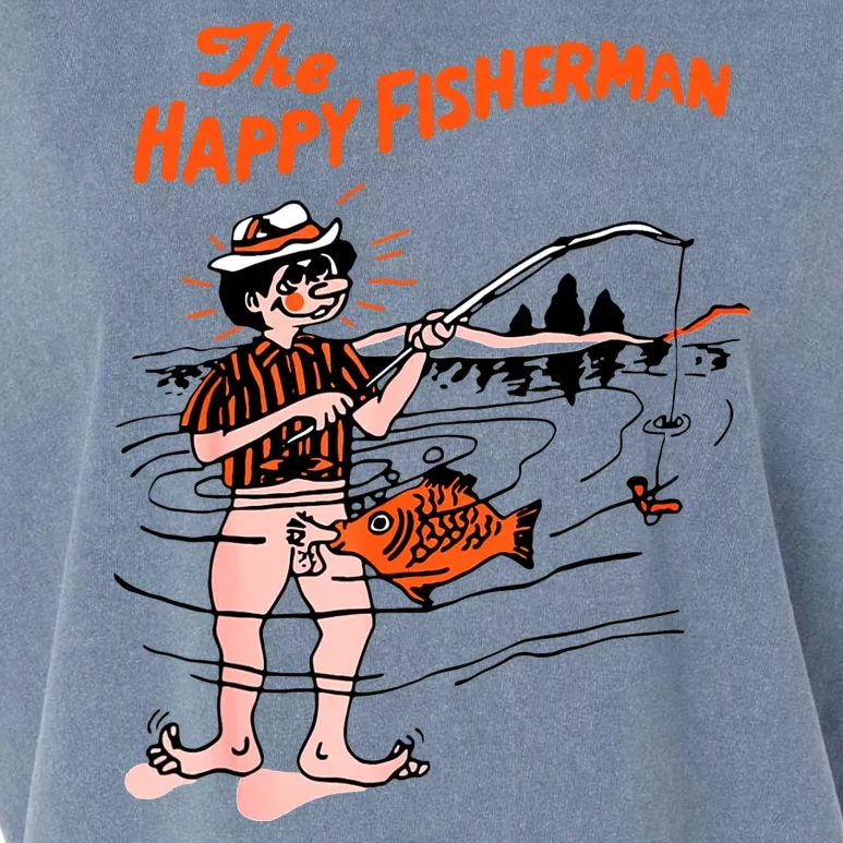 The Happy Fisherman Happiest Fish Funny BJ Garment-Dyed Women's Muscle Tee