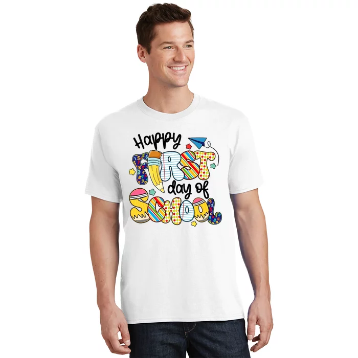 Teacher Happy First Day Of School Back To School Kindergarten Teacher T-Shirt