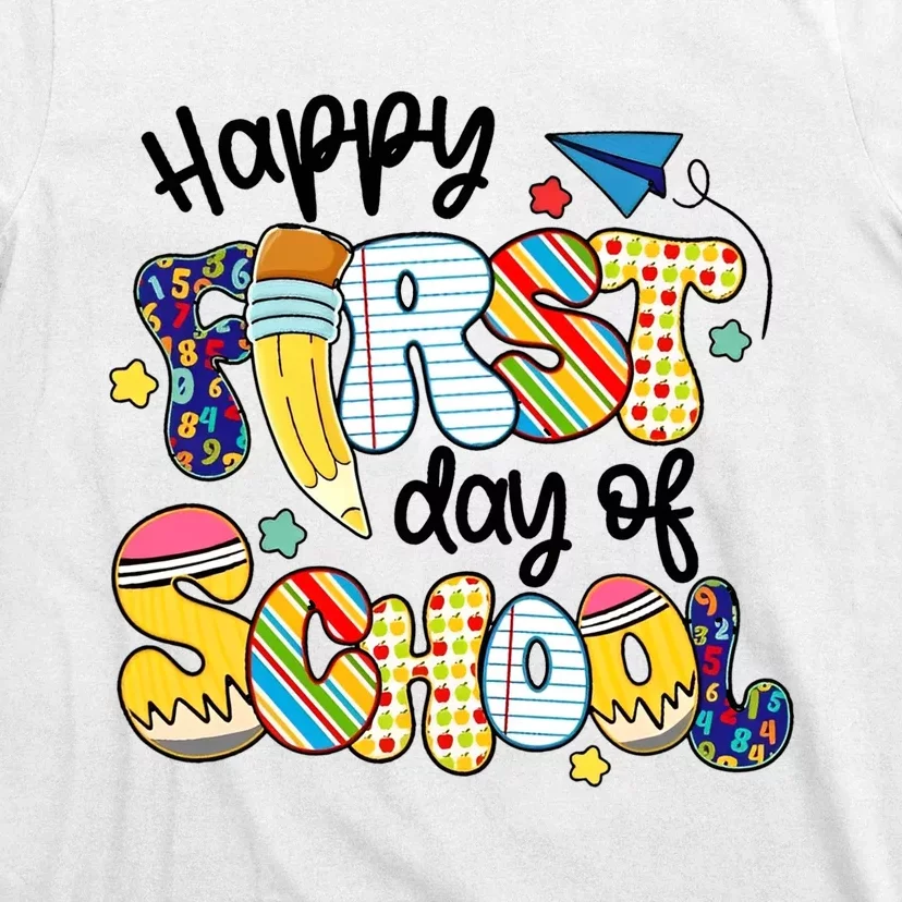 Teacher Happy First Day Of School Back To School Kindergarten Teacher T-Shirt