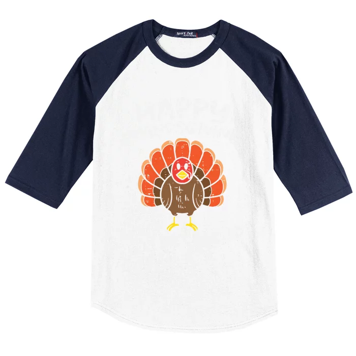 Turkey Happy Friendsgivin Lets Get Basted Funny Thanksgiving Gift Baseball Sleeve Shirt