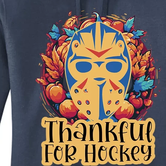 Thanksgiving Hockey Fall Wreath Autumn Leaves Pumpkin Gift Women's Pullover Hoodie