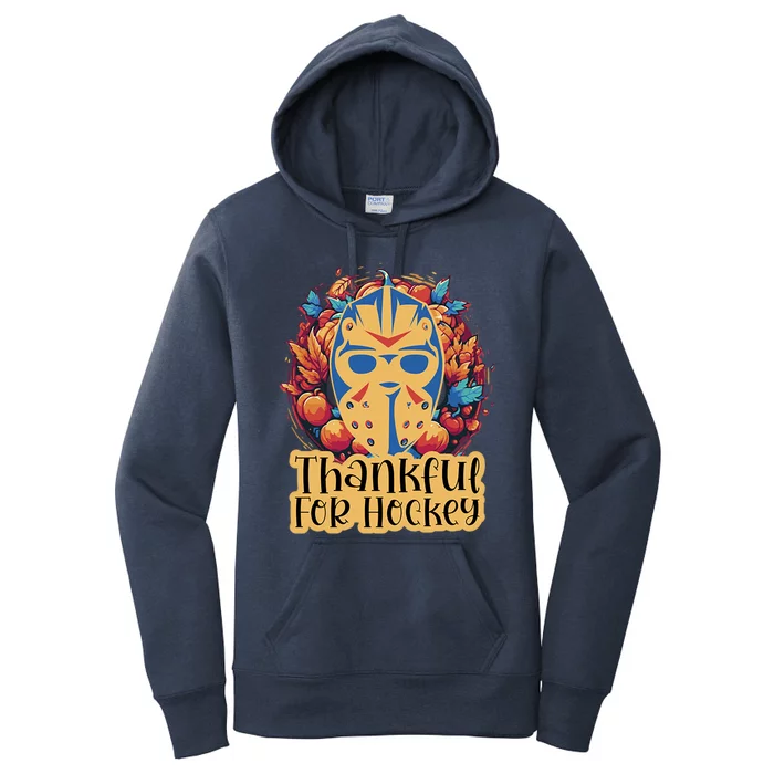 Thanksgiving Hockey Fall Wreath Autumn Leaves Pumpkin Gift Women's Pullover Hoodie