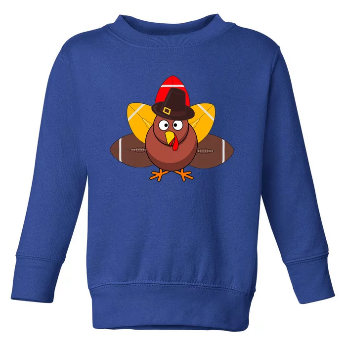 Thanksgiving Holiday Football Turkey Gift Toddler Sweatshirt