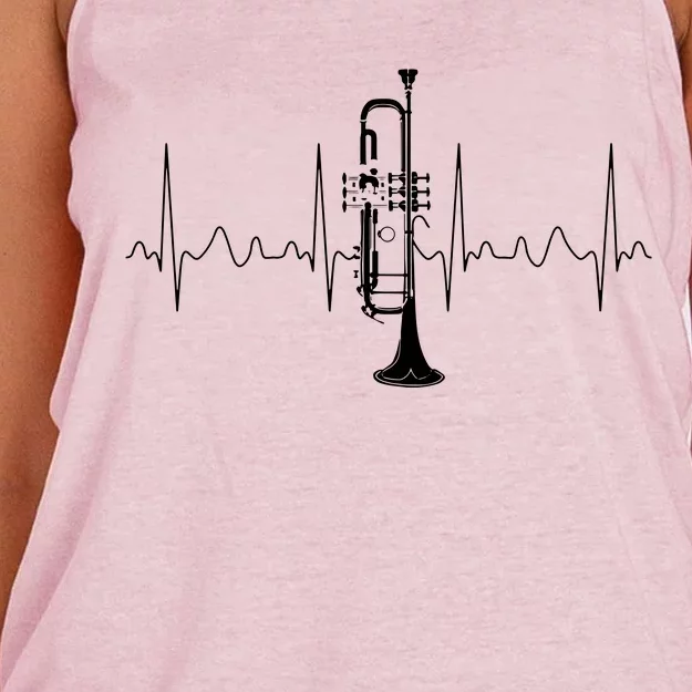 Trumpeter Heartbeat Gift Musical Instrument Trumpet Women's Knotted Racerback Tank