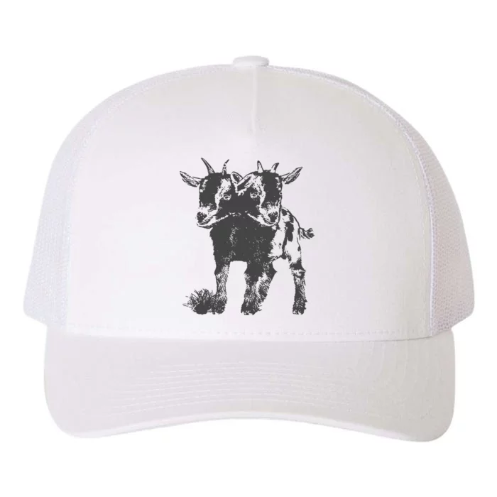 Two Headed Goat Cute Weird Oddities Goat Yupoong Adult 5-Panel Trucker Hat