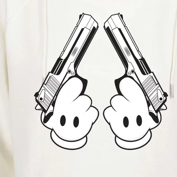 Toon Hand Guns Cartoon Womens Funnel Neck Pullover Hood