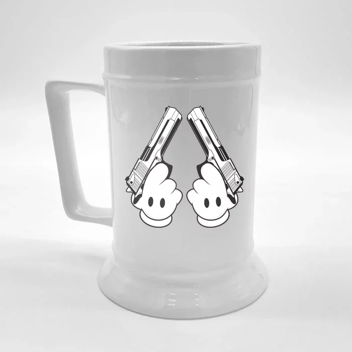 Toon Hand Guns Cartoon Front & Back Beer Stein