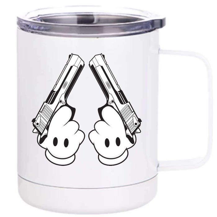 Toon Hand Guns Cartoon Front & Back 12oz Stainless Steel Tumbler Cup