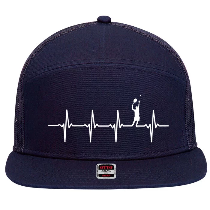 Tennis Heartbeat Gift For Tennis Players Gift 7 Panel Mesh Trucker Snapback Hat