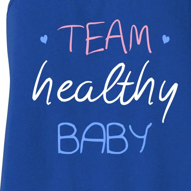 Team Healthy Gender Reveal Pregnancy Mom Dad Funny Gift Women's Racerback Tank