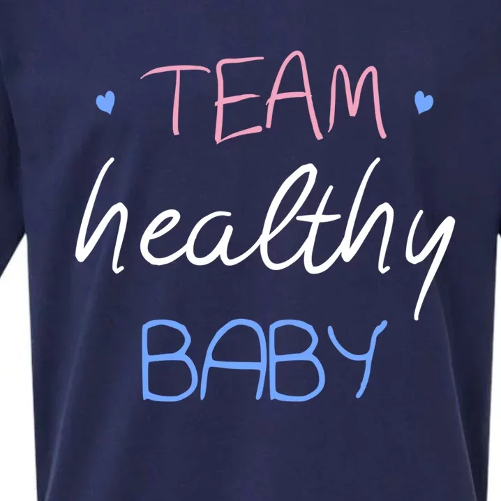 Team Healthy Gender Reveal Pregnancy Mom Dad Funny Gift Sueded Cloud Jersey T-Shirt