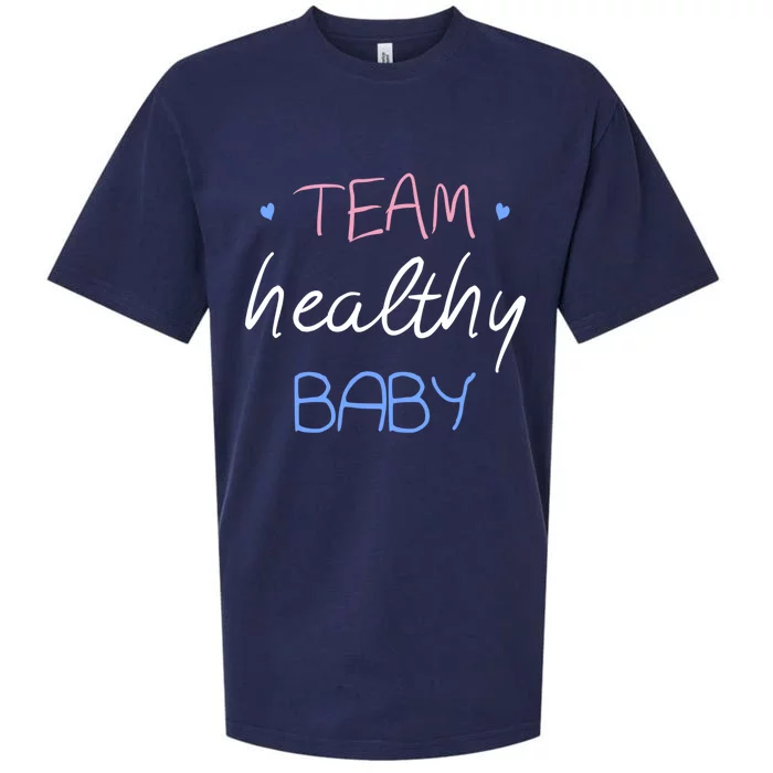 Team Healthy Gender Reveal Pregnancy Mom Dad Funny Gift Sueded Cloud Jersey T-Shirt