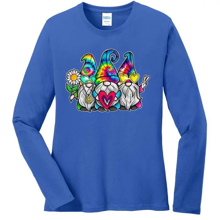 THREE HIPPIE GNOMES Groovy Peace Love Gnomies Ladies Long Sleeve Shirt