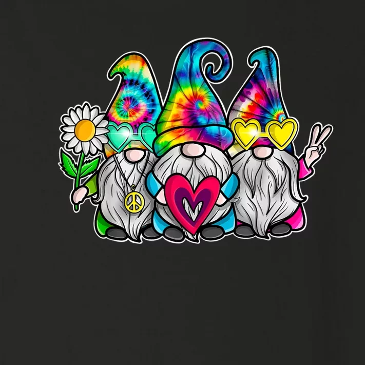 THREE HIPPIE GNOMES Groovy Retro Tie Dye Peace Love Gnomies Toddler Long Sleeve Shirt