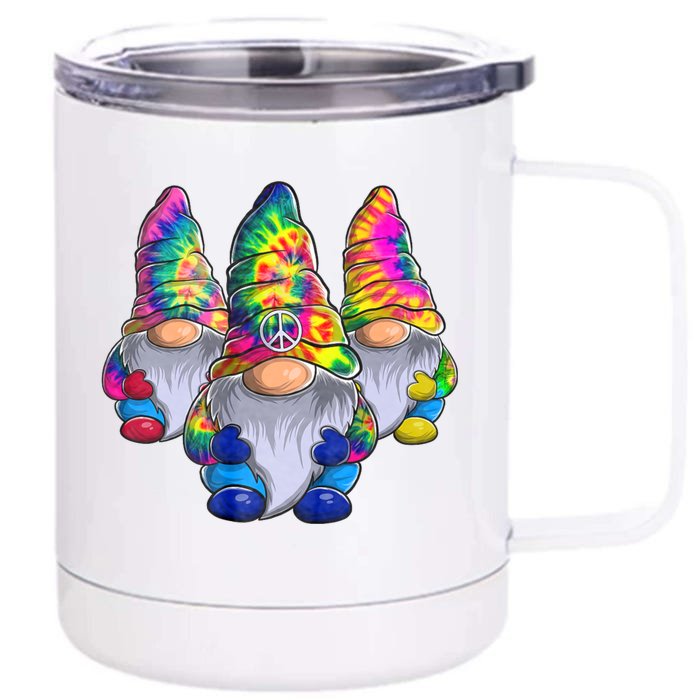 Three Hippie Gnomes Peace Gnome Funny Retro Tie Diy Design Front & Back 12oz Stainless Steel Tumbler Cup