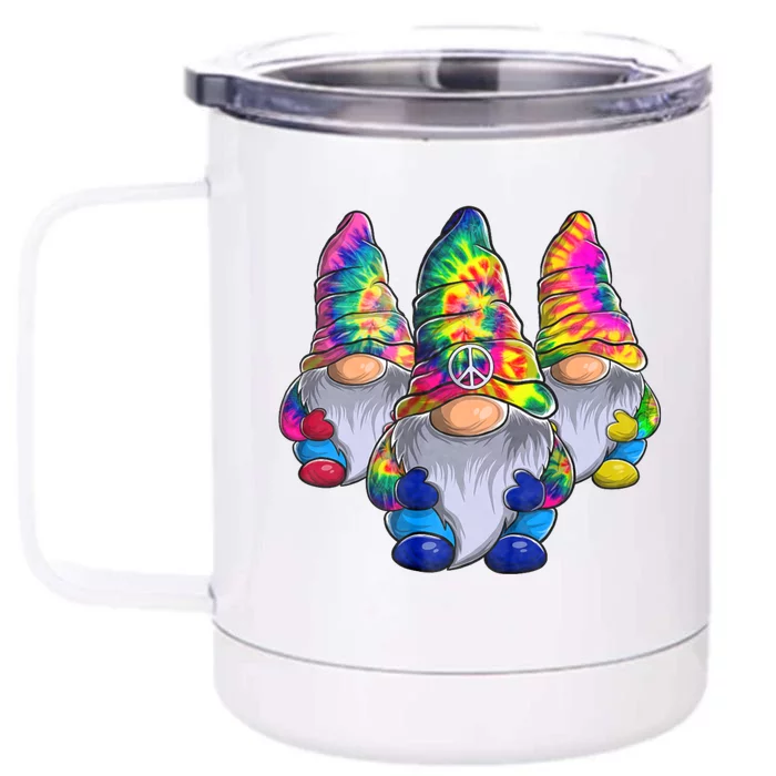 Three Hippie Gnomes Peace Gnome Funny Retro Tie Diy Design Front & Back 12oz Stainless Steel Tumbler Cup