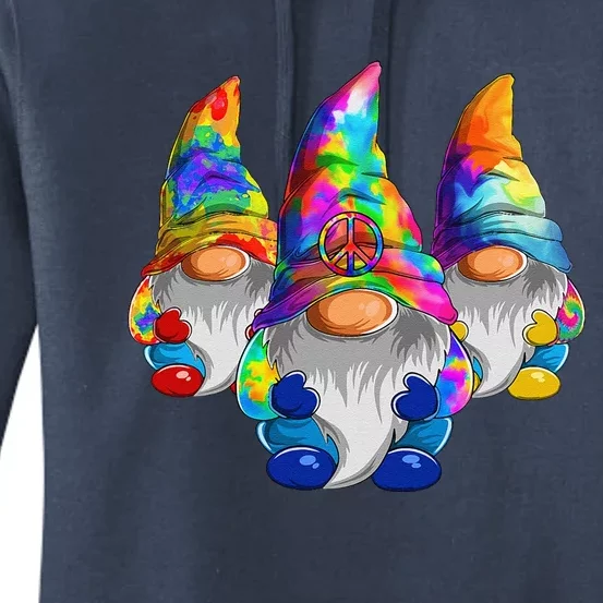 Three Hippie Gnomes Retro Tie Dye Style A Peace Love Gnomies Women's Pullover Hoodie