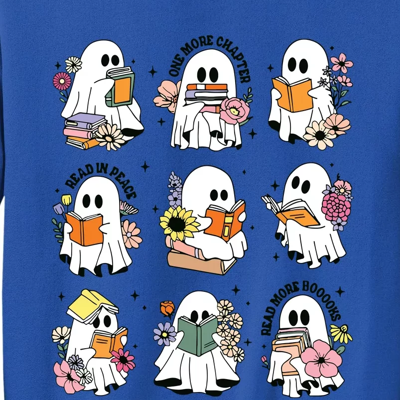 Teacher Halloween Ghost Book Reading Librarian Bookish Ghost Tall Sweatshirt