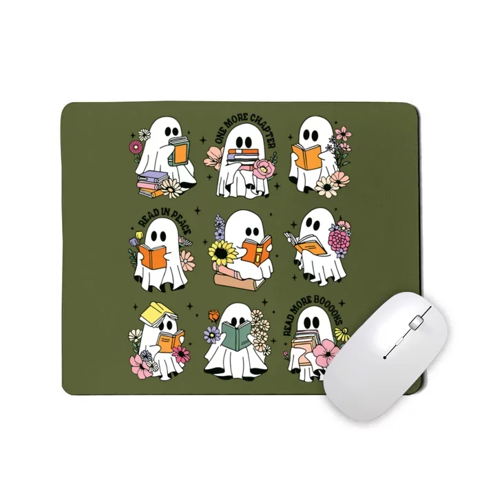 Teacher Halloween Ghost Book Reading Librarian Bookish Ghost Mousepad