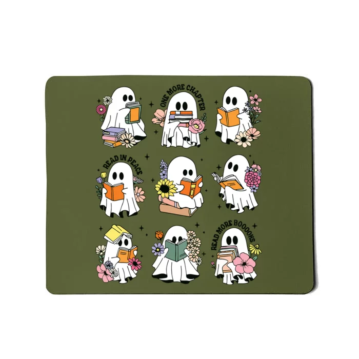 Teacher Halloween Ghost Book Reading Librarian Bookish Ghost Mousepad