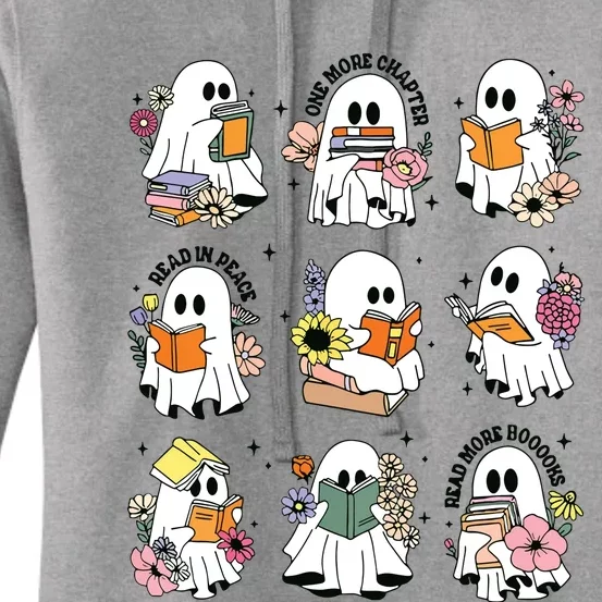 Teacher Halloween Ghost Book Reading Librarian Bookish Ghost Women's Pullover Hoodie