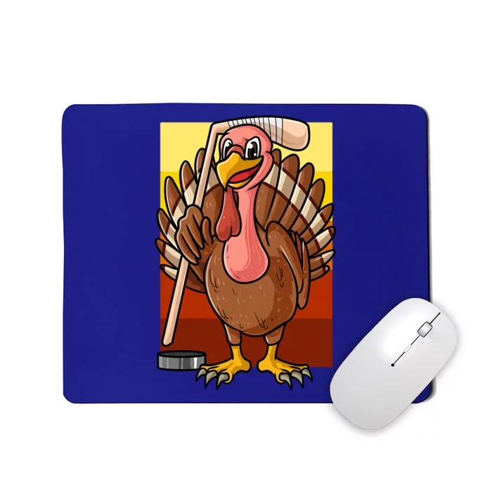 Turkey Holding Hockey Stick Love Turkey And Hockey Season Gift Mousepad