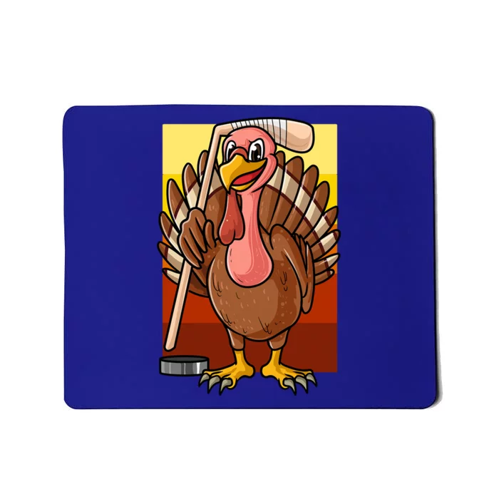 Turkey Holding Hockey Stick Love Turkey And Hockey Season Gift Mousepad