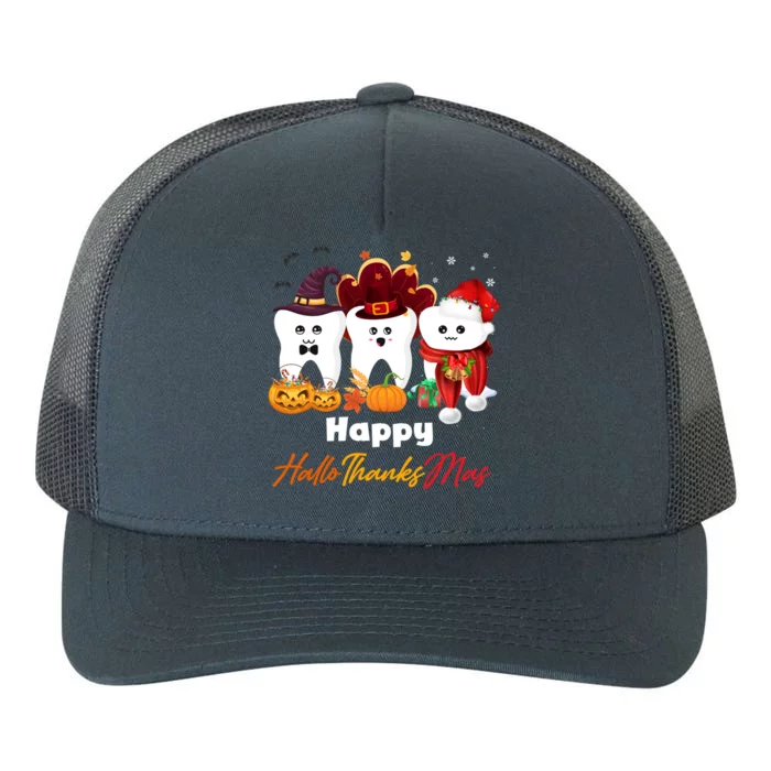 Th Hallothanksmas Halloween Thanksgiving Christmas Dental Gift Yupoong Adult 5-Panel Trucker Hat